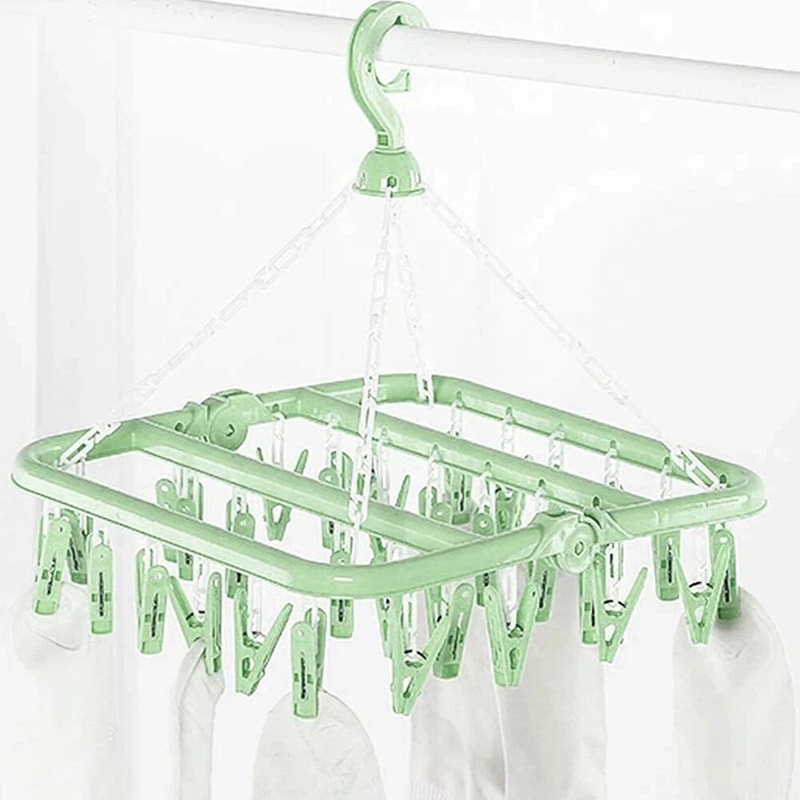 Socks Underwear Drying Rack Clothes Hanger With Clips Folding Laundry Hanging Stand 4