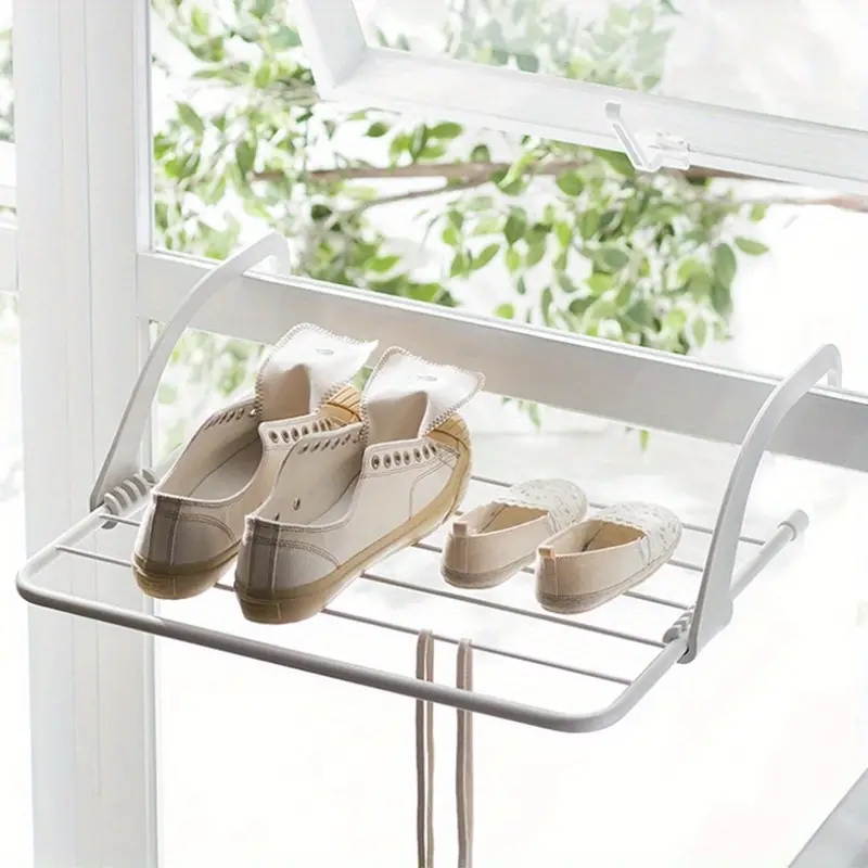 Clothes Hanger for Storage, Foldable Balcony Hanging Socks and Shoes Hanger, Multi Use Towel Hanger
