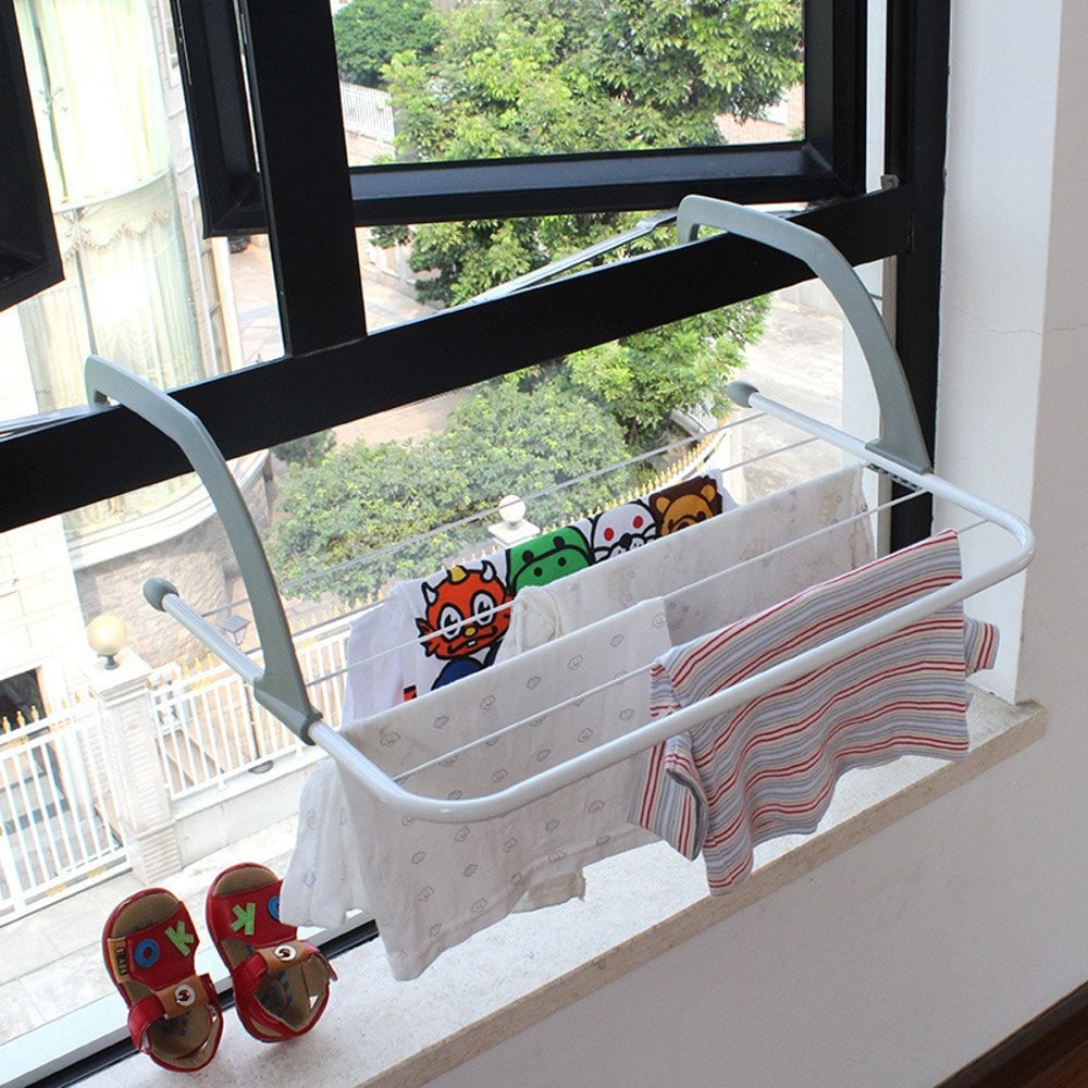 Clothes Hanger for Storage, Foldable Balcony Hanging Socks and Shoes Hanger, Multi Use Towel Hanger