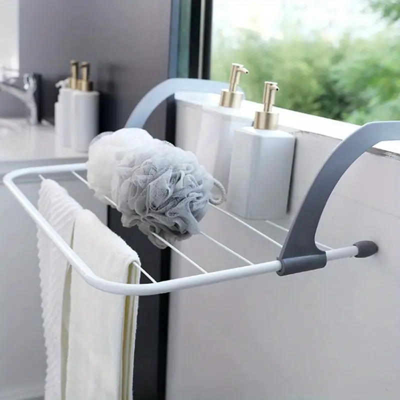 Clothes Hanger for Storage, Foldable Balcony Hanging Socks and Shoes Hanger, Multi Use Towel Hanger