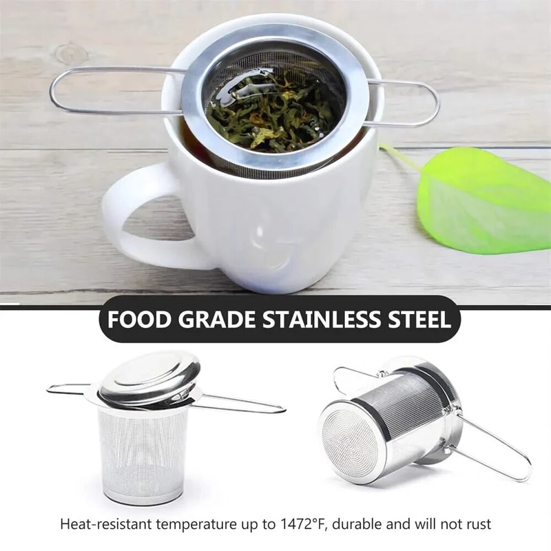 Reusable Stainless Steel Tea Infuser Set with Lid, Spice Filter for Teapots, Mugs, Loose Leaf Tea