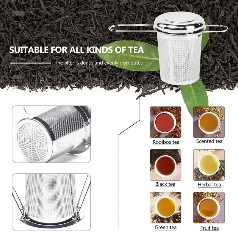 Reusable Stainless Steel Tea Infuser Set with Lid, Spice Filter for Teapots, Mugs, Loose Leaf Tea