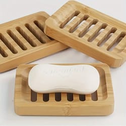 natural bamboo dishes bath soap holder, wooden prevent mildew tray, drain soap box, bathroom washroom container