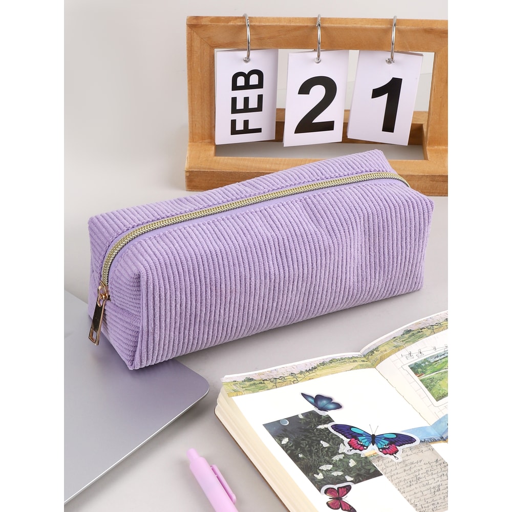 Large Capacity Pencil Case, School Supplies Stationery Bag, Solid Color Pencil Case for School