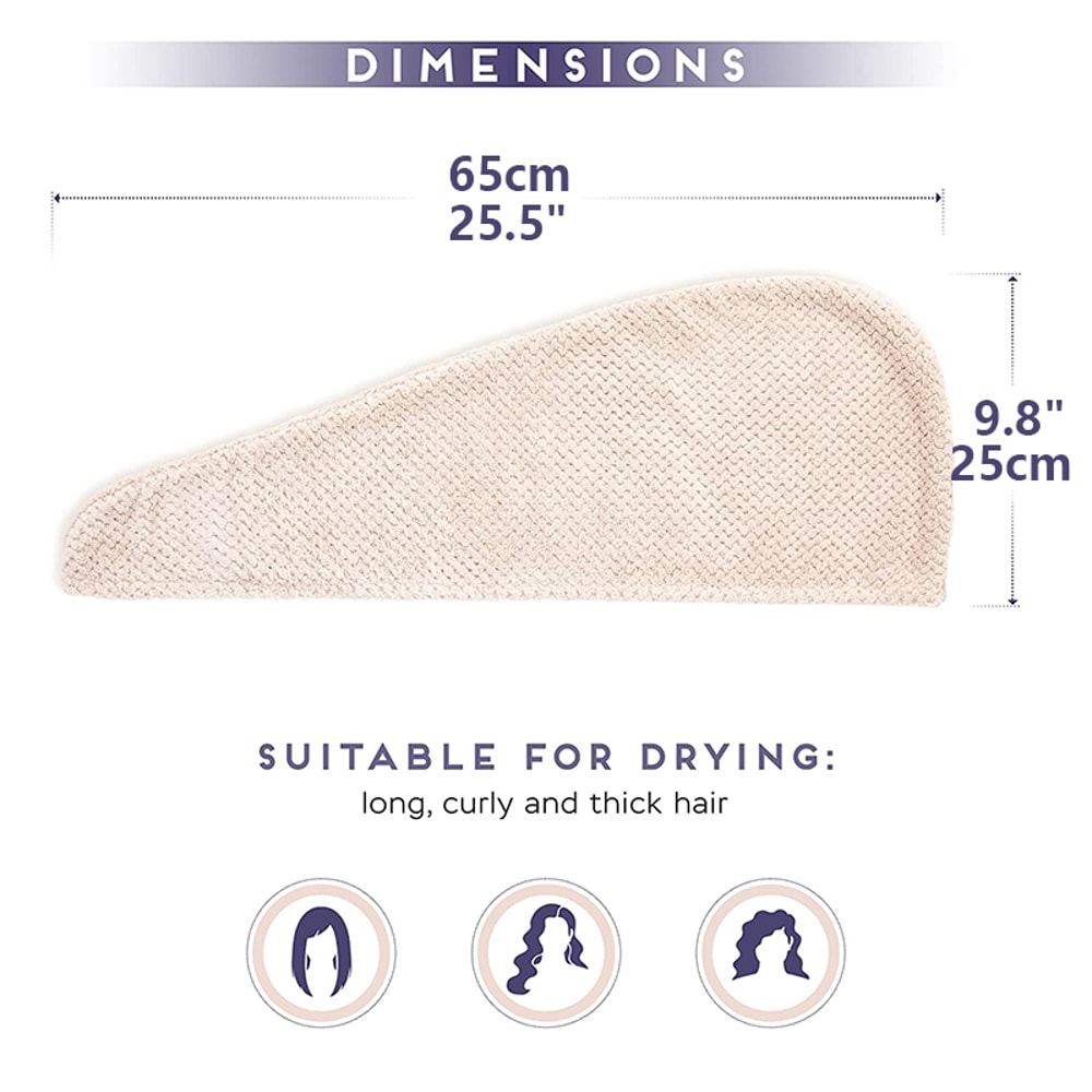 Absorbent Hair Towel Wrap Solid Color Textured Dry Hair Cap For Women 2