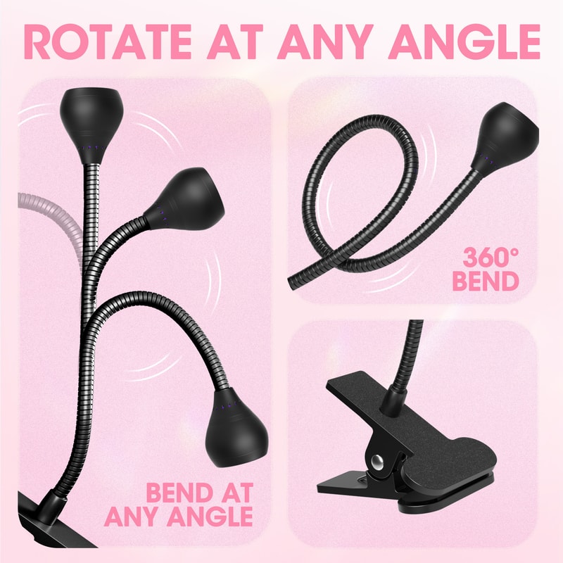 USB Nail Dryer Light, Mini Clip-On UV Lamp for Manicure Gel Nails, Salon Tools