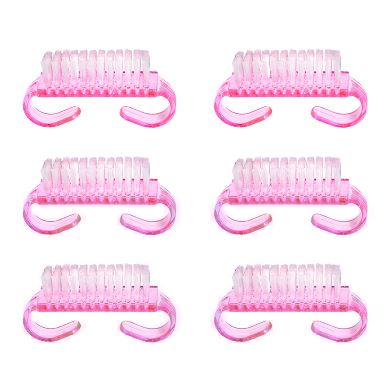 Soft Acrylic Nail Brush Pink Color Nail Art Pedicure Cleaning Brush File Tools Set For Manicure 5