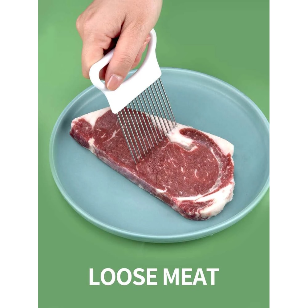 Colorful Onion Slicer Kitchen Tool Stainless Steel Potato Chip Holder Effortlessly Slice Onions 2