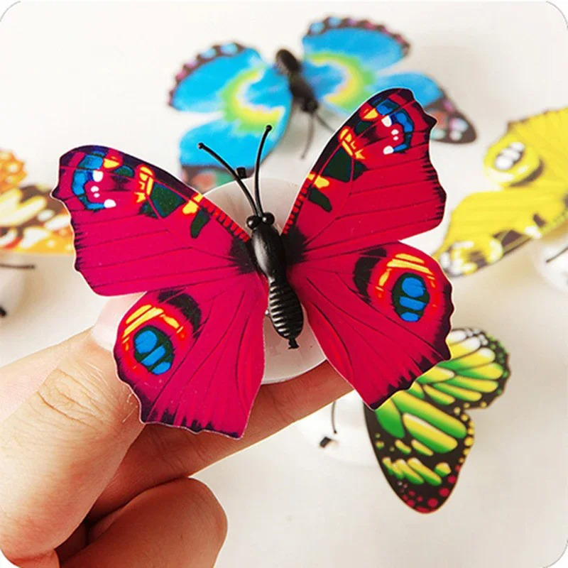 Colorful Butterfly Night Light, Funny Glowing LED Stickable Wall Lights, DIY Creative Home Decor