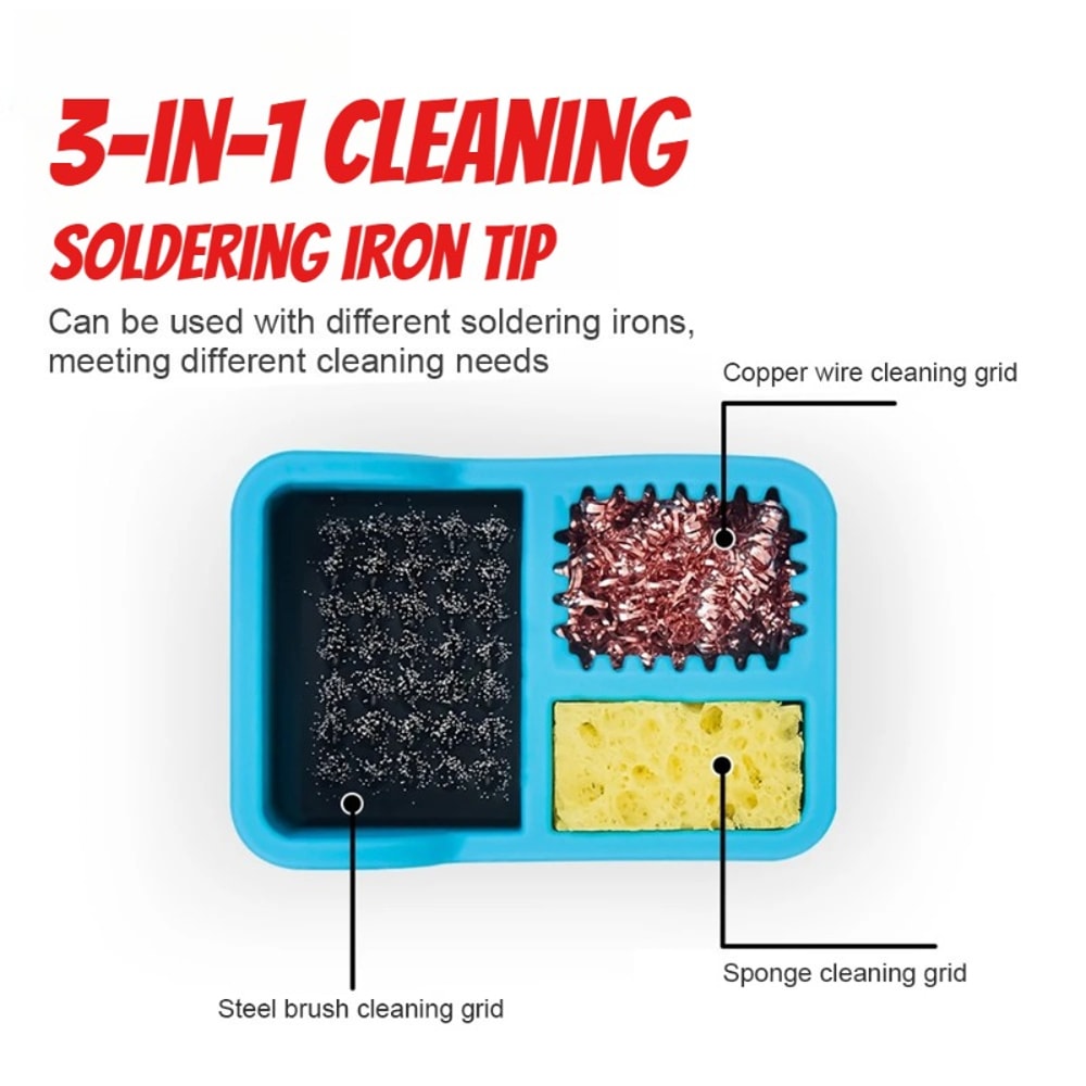 Copper Wire Sponge Steel Brush Soldering Iron Cleaning Box Tin Slag Remove Tool For Welding Head 3