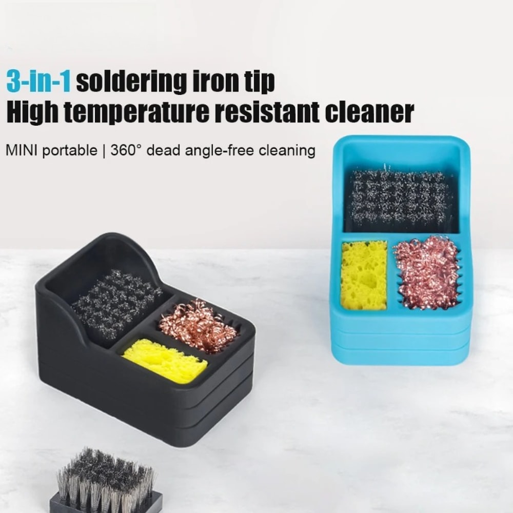 Copper Wire Sponge Steel Brush Soldering Iron Cleaning Box Tin Slag Remove Tool For Welding Head 4