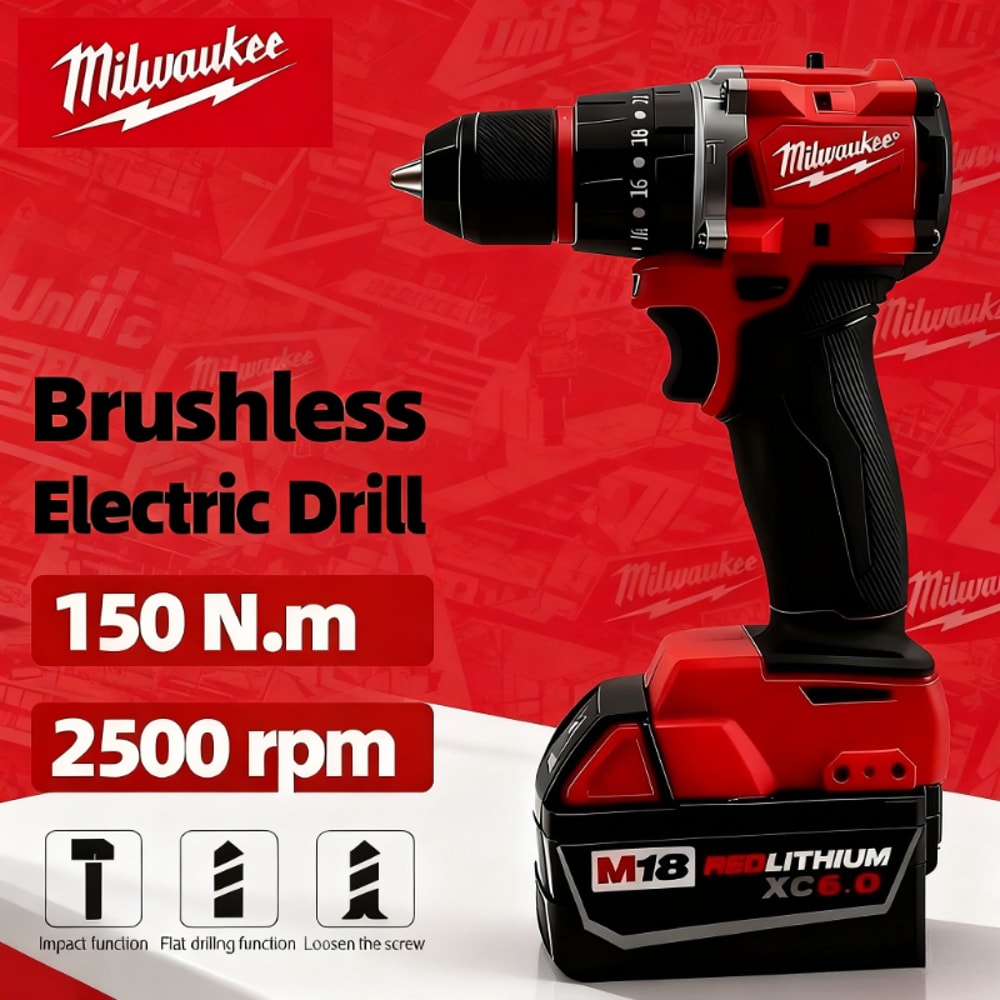 Brushless Milwaukee Electric Drill Cordless Impact Drill Milwaukee Battery Pin Power Tool For Decor 1