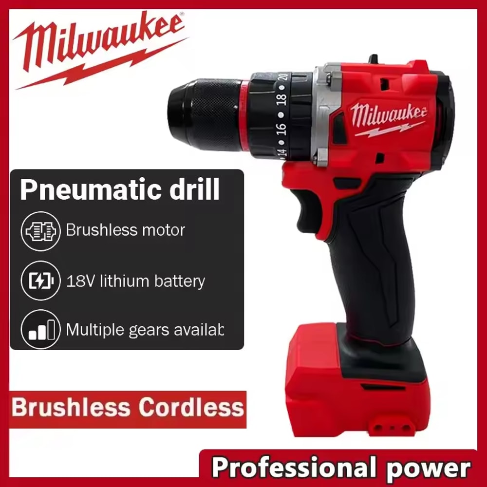 Brushless Milwaukee Electric Drill Cordless Impact Drill Milwaukee Battery Pin Power Tool For Decor 5
