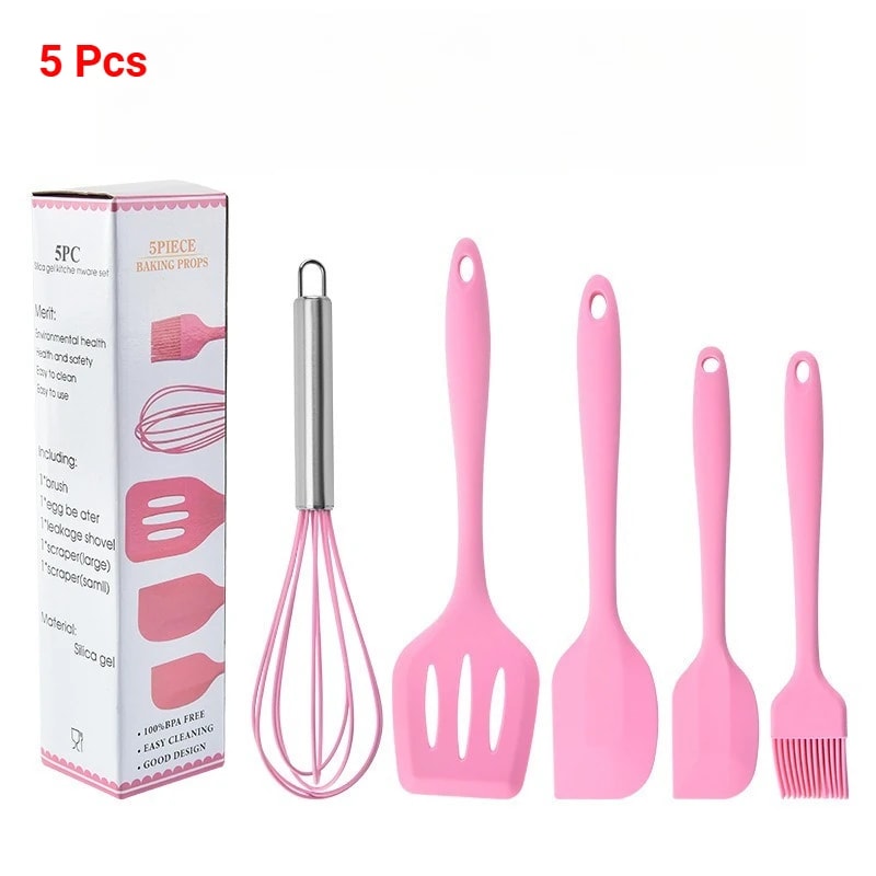 Kitchen Silicone Baking Tool Set, Cooking Spatula, Egg Oil Brush, Drain Beater, Cream Scraper Utensils