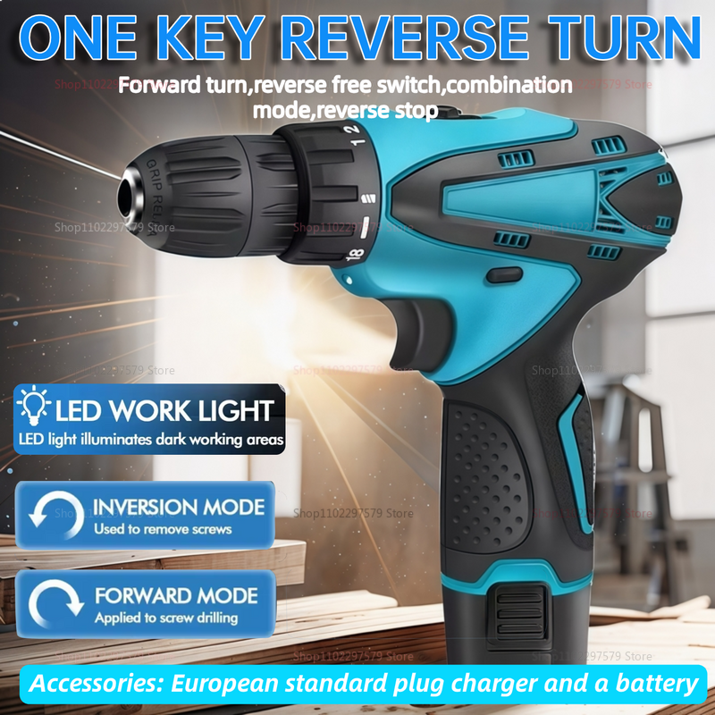 Electric Cordless Impact Drill Set Wireless Power Tool With Torque For Automotive Craftsman DIY Hom 1