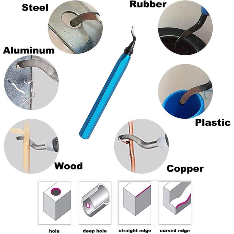 Burr Removal Tool with High Speed Steel Blades for Metal, Plastic, PVC, Copper, and Resin