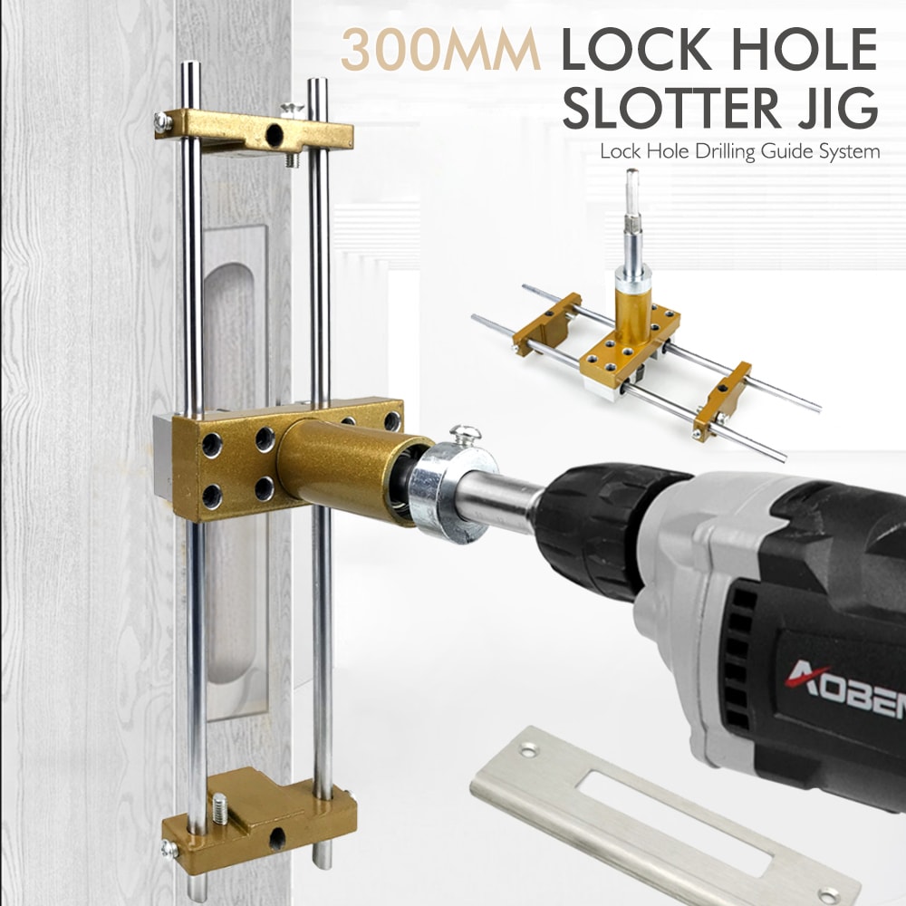 Lock Mortiser Kit, Wooden Door Lock Hole Locator, Installation Drilling Jig for Key Holes