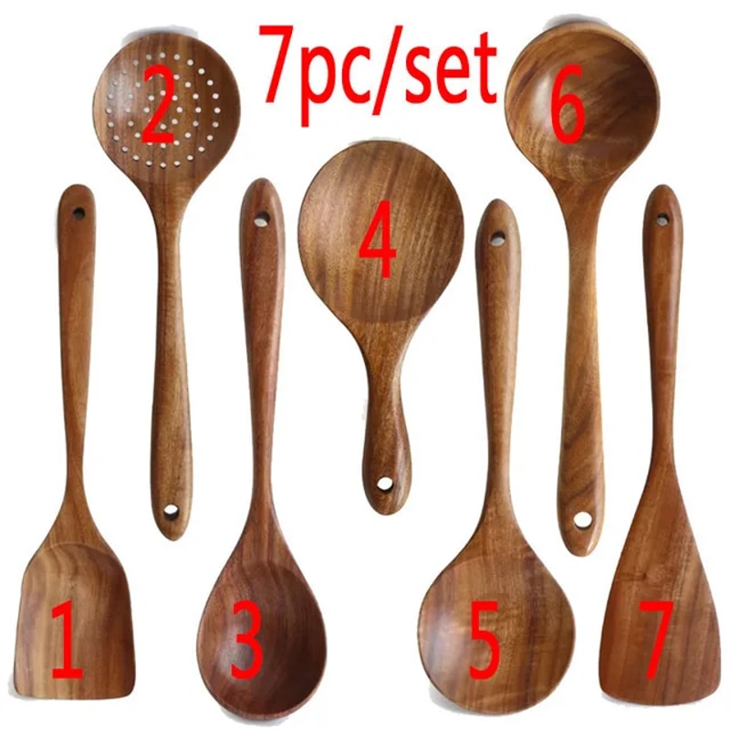 Cooking Utensils Wooden Set Wooden Spoons Soup Tools Kitchen Gift 6
