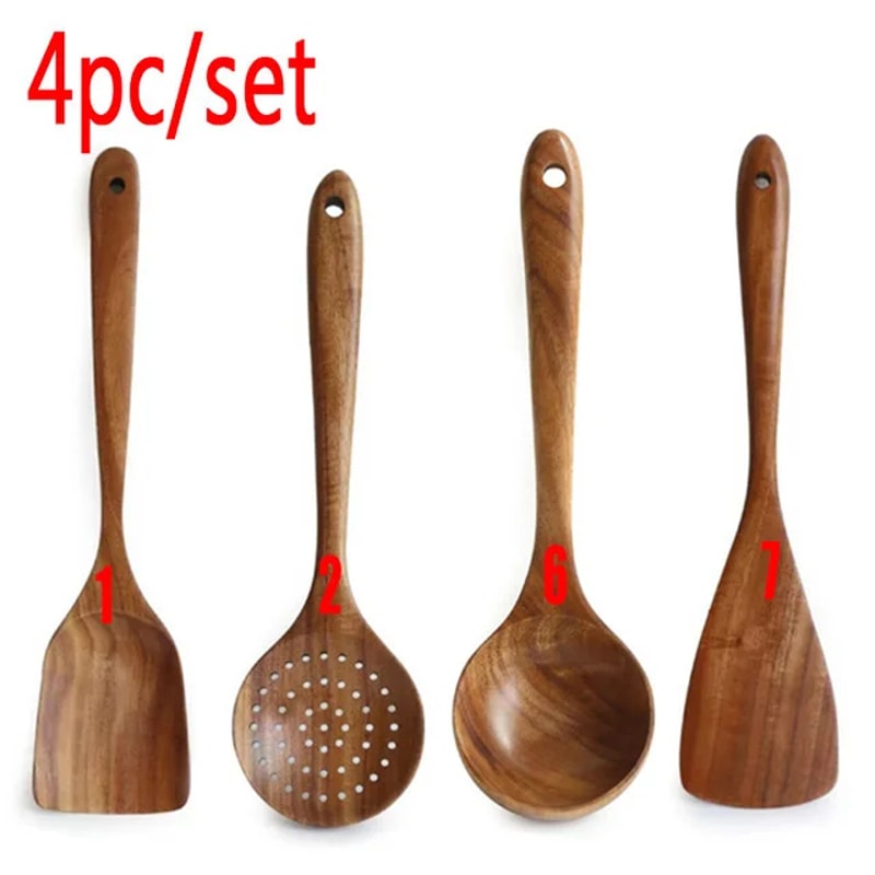 Cooking Utensils Wooden Set Wooden Spoons Soup Tools Kitchen Gift 7