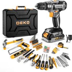 men cordless drill kit with battery, essential manual repair tools, basic toolbox for home use