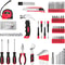 Hand Tool Kits for Women, Tool Set with Red Cordless Drill for Home Use