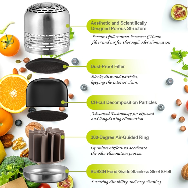 Fridge Deodorizer, Lasts for Refrigerator Odor Eliminator, Bamboo Charcoal for Freshness