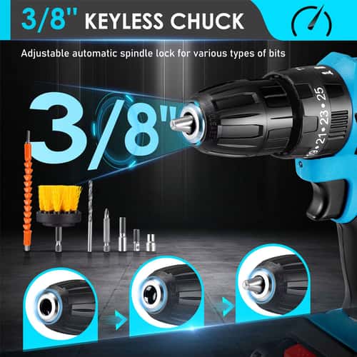 Lithium Battery Cordless Impact Drill, Multifunctional Electric Drill, Rechargeable Speed Power Tool, Screwdriver