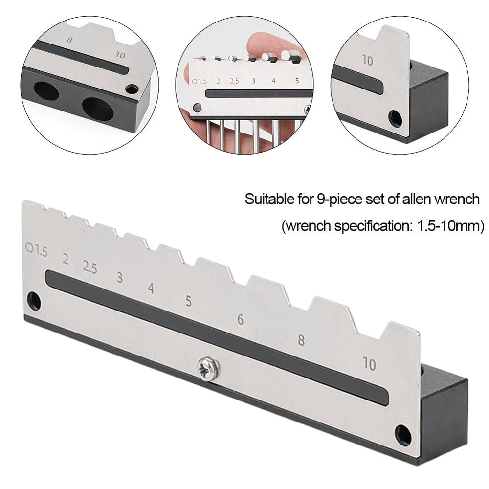 Durable Metal Wall Bracket, Hexagonal Wrench Holder, Multi Hole Storage Rack for Wood Tool