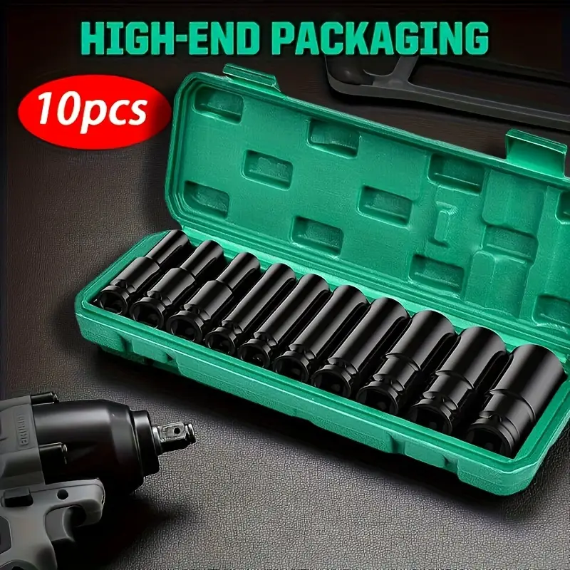 Universal Socket Drive, Deep Socket Set, Drive Metric Impact Socket Set for Pneumatic Tools