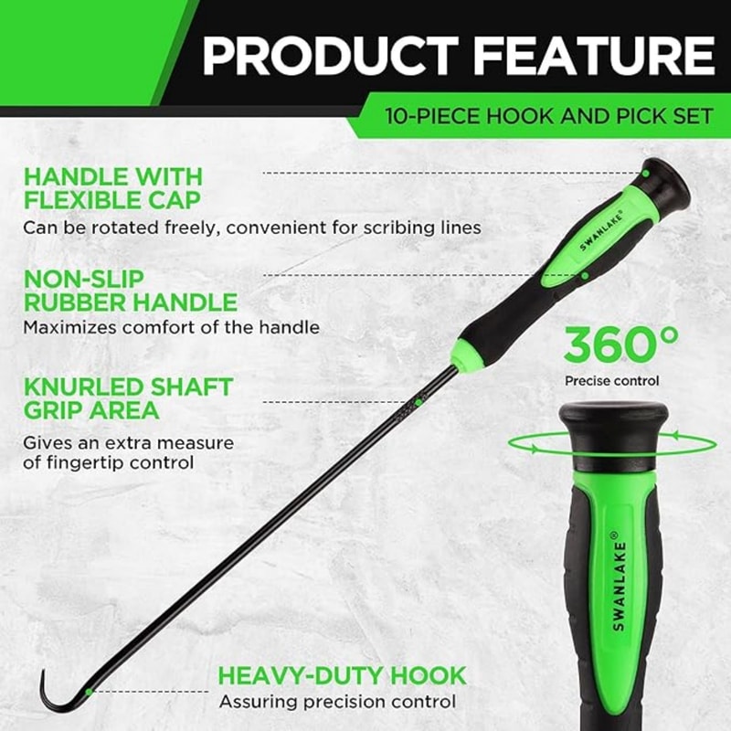 Pick Tool Set for Car Auto Oil Seal, O-Ring Gasket, SWANLAKE Hook and Pick Remover with Puller Tools