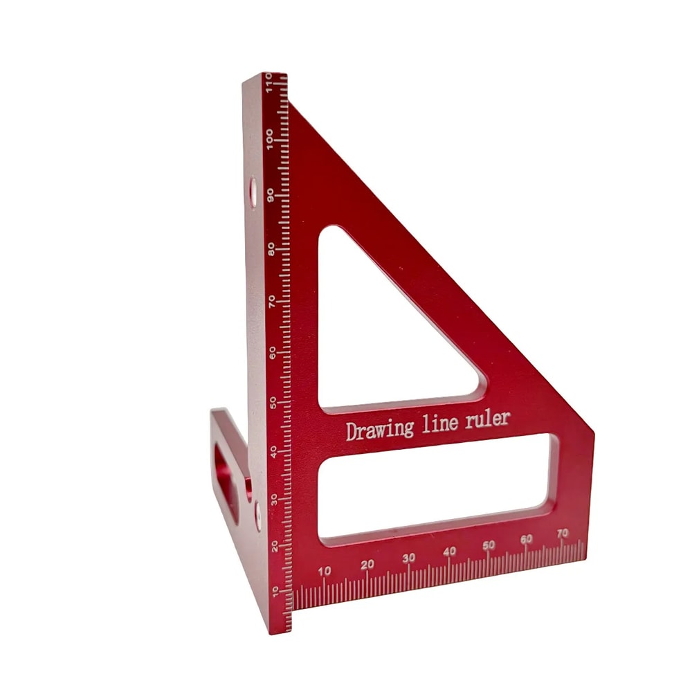 Aluminum Alloy Miter Triangle Ruler, Woodworking Square Protractor, High Precision Layout Measuring Tool for Engineers