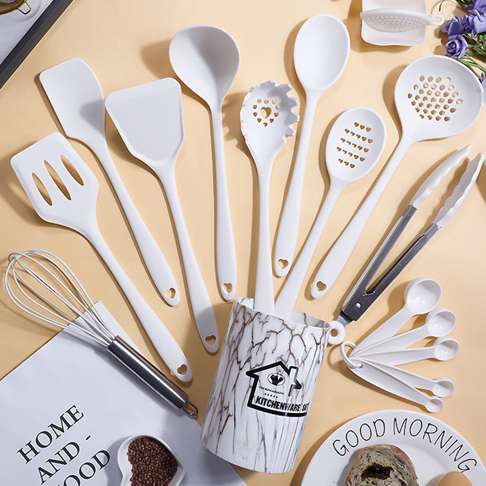 Practical Silicone Kitchenware Set Turner Spatula Measuring Spoon Food Grade Cookware Utensils 3