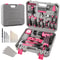 Pink Home Repair Tools Kit Set Power Tool Sets With Lithium Drill Magnetic Precision Bits Toolbox 1
