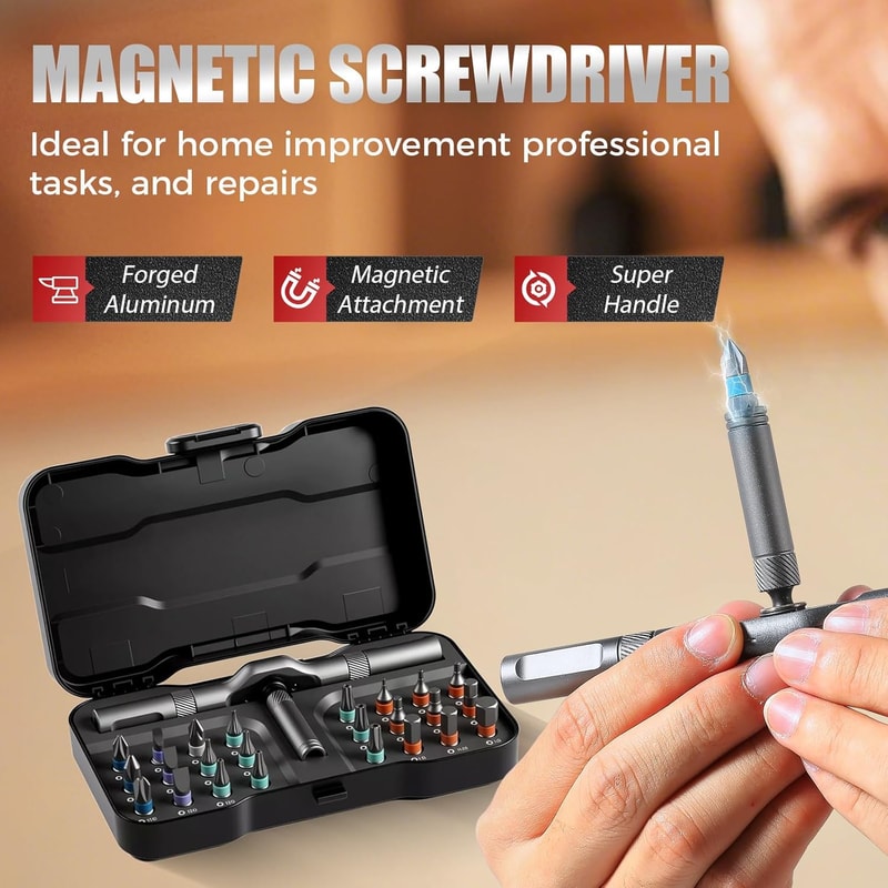 Mini Repair Tool Kit, Multifunction Ratchet Screwdriver Set with Multi Magnetic Bits for Desk & Household
