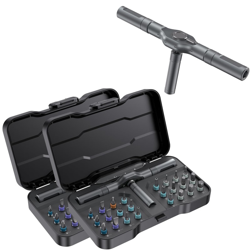 Mini Repair Tool Kit, Multifunction Ratchet Screwdriver Set with Multi Magnetic Bits for Desk & Household