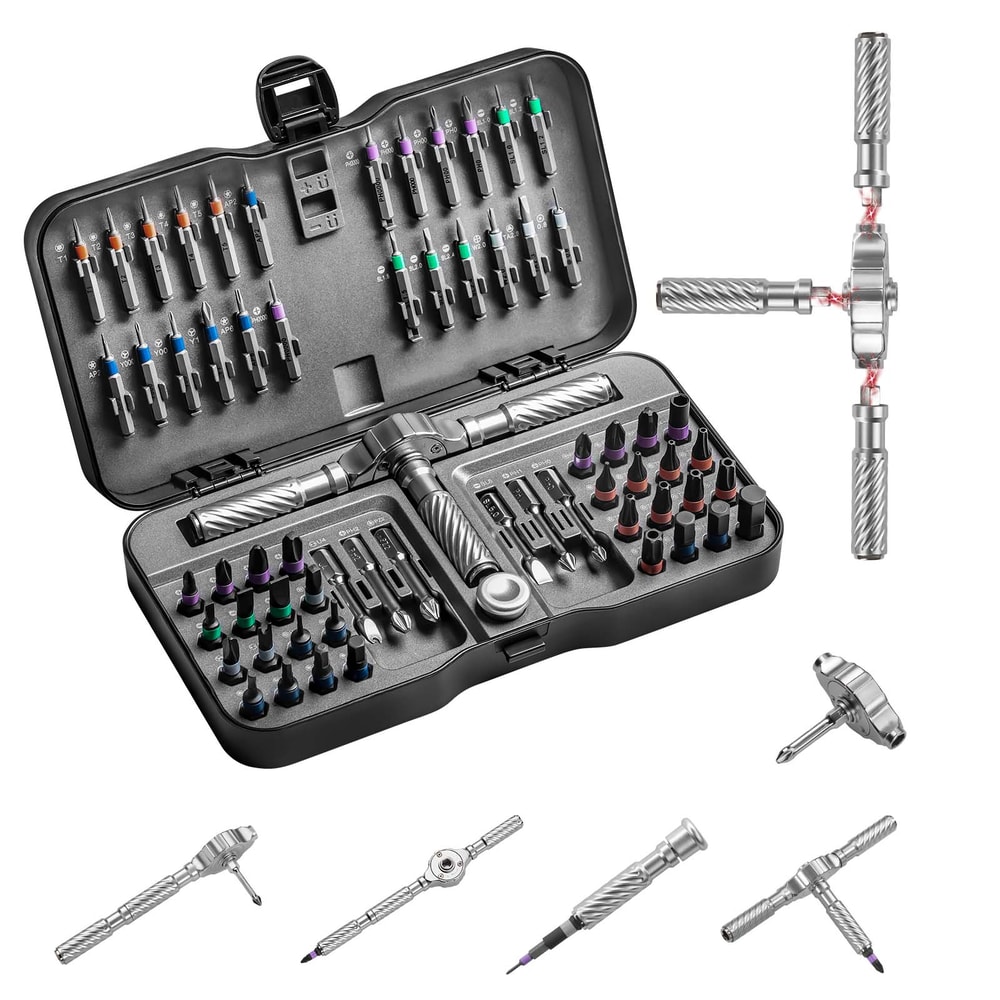 Mini Repair Tool Kit, Multifunction Ratchet Screwdriver Set, Multi Magnetic Bits for PC and Desk