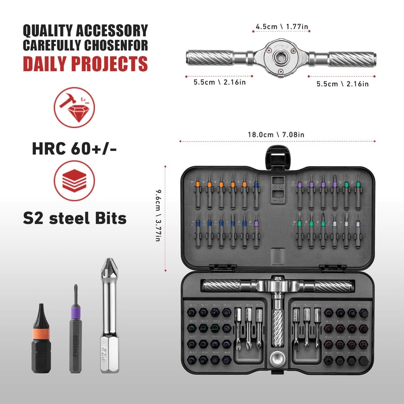 Mini Repair Tool Kit, Multifunction Ratchet Screwdriver Set, Multi Magnetic Bits for PC and Desk