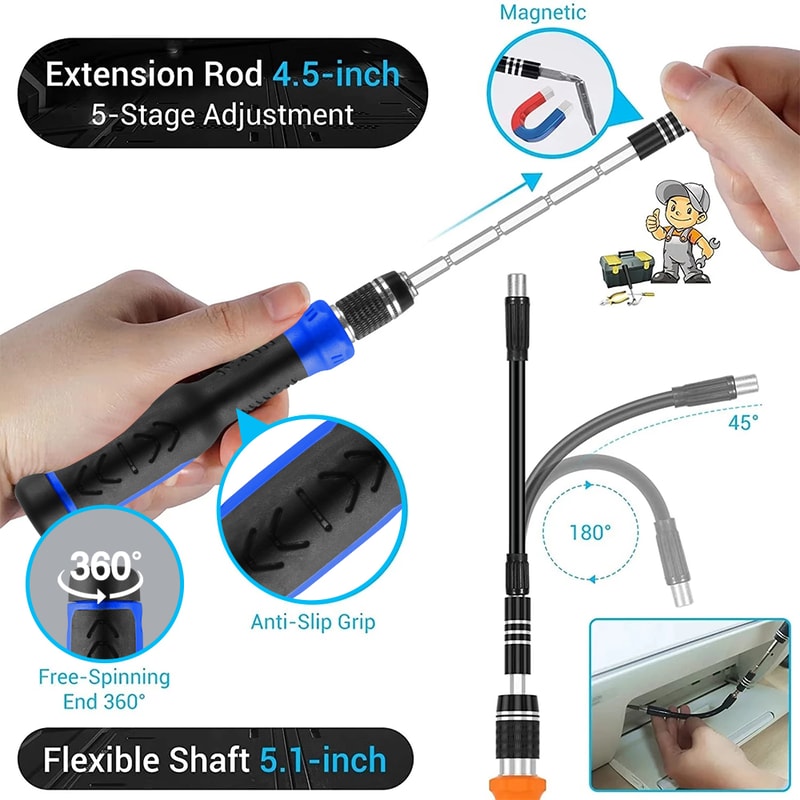 Magnetic Screwdriver Set With Torx Phillips Hex Bits For IPhones Xiaomi Watches PCs 2