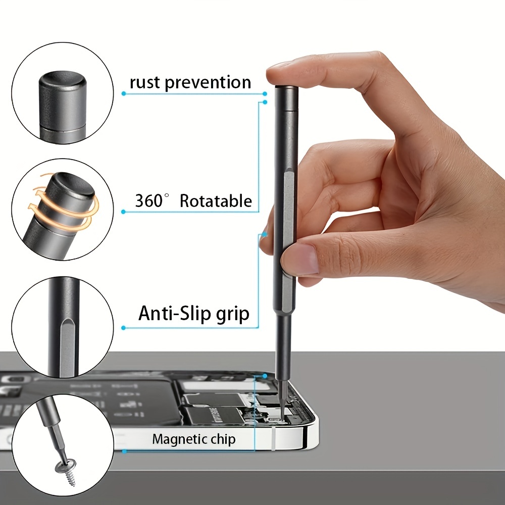 Magnetic Screwdriver Kit with Precision Bits, Torx Hex Handle for Mobile Phone Repairs