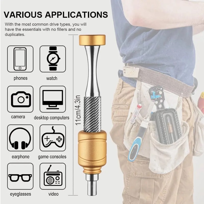 Screwdriver Set with Magnetic Steel Torx, Phillips Bits, Low Gravity Handle for PC, iPhone Repairs