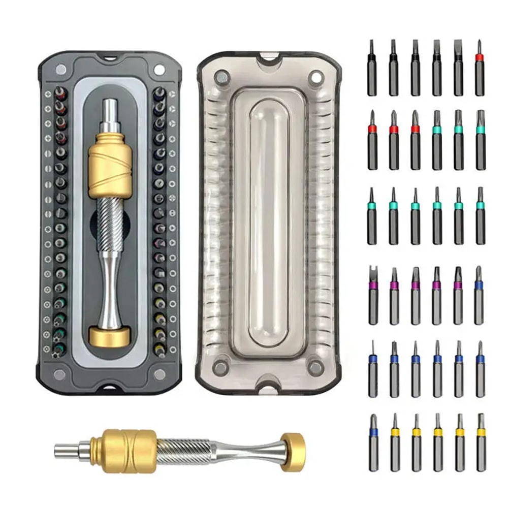 Screwdriver Set with Magnetic Steel Torx, Phillips Bits, Low Gravity Handle for PC, iPhone Repairs