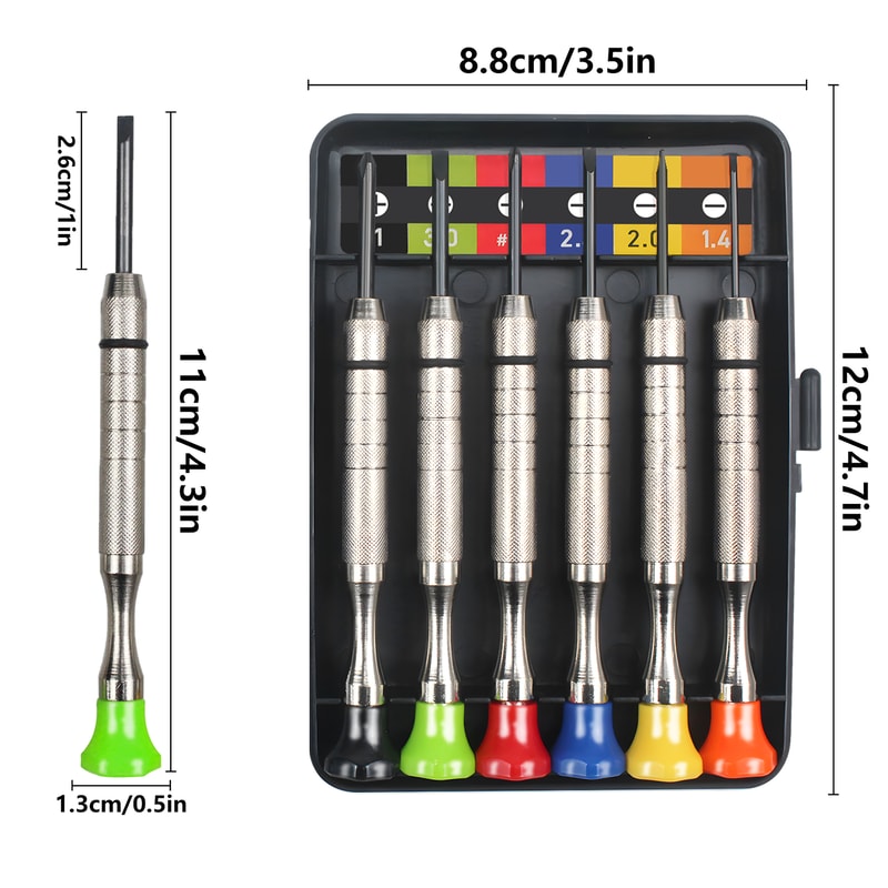 Precision Screwdrivers Set for Glasses, Watches, and Electronics – Head and Phillips Micro-Head Mini Tools