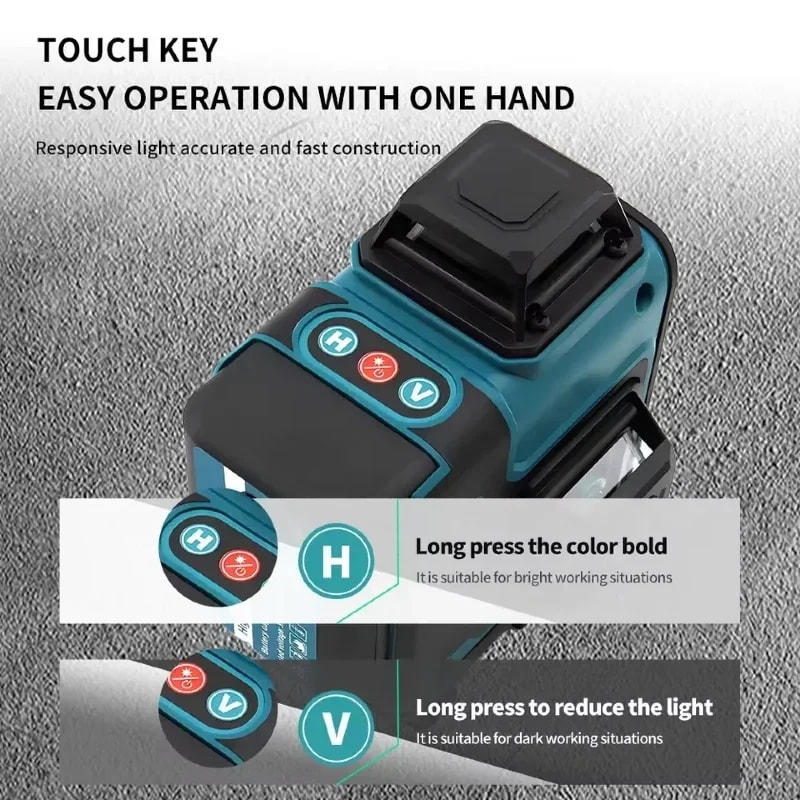 Portable Level Tool with Precision Cordless Self-Leveling Horizontal Vertical Green Light Laser Cross