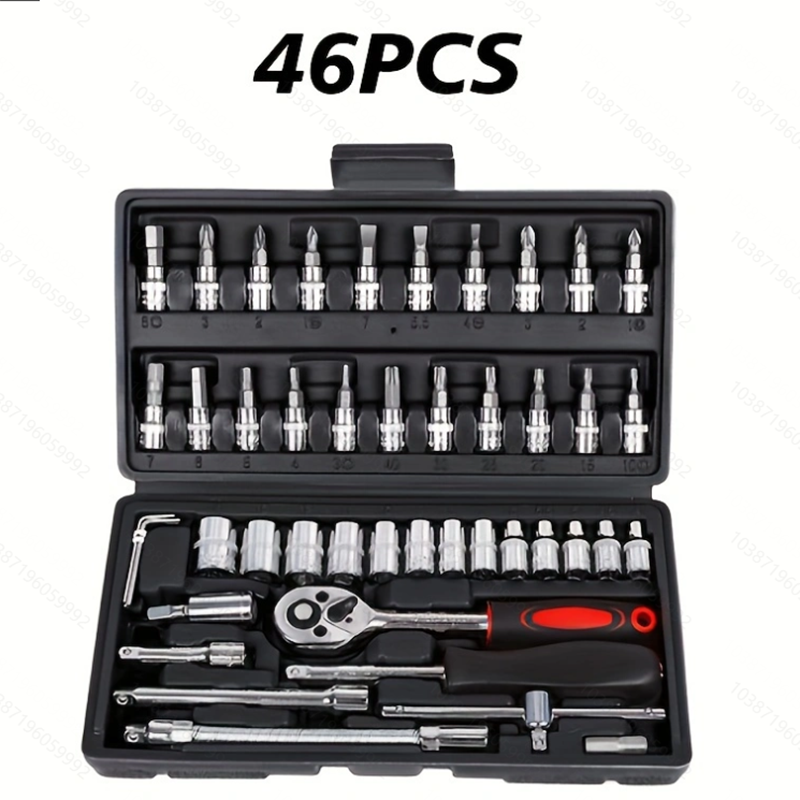 Car Tool Kit, Bit Socket Wrench Set, Drive Socket Set Ratchet Wrench