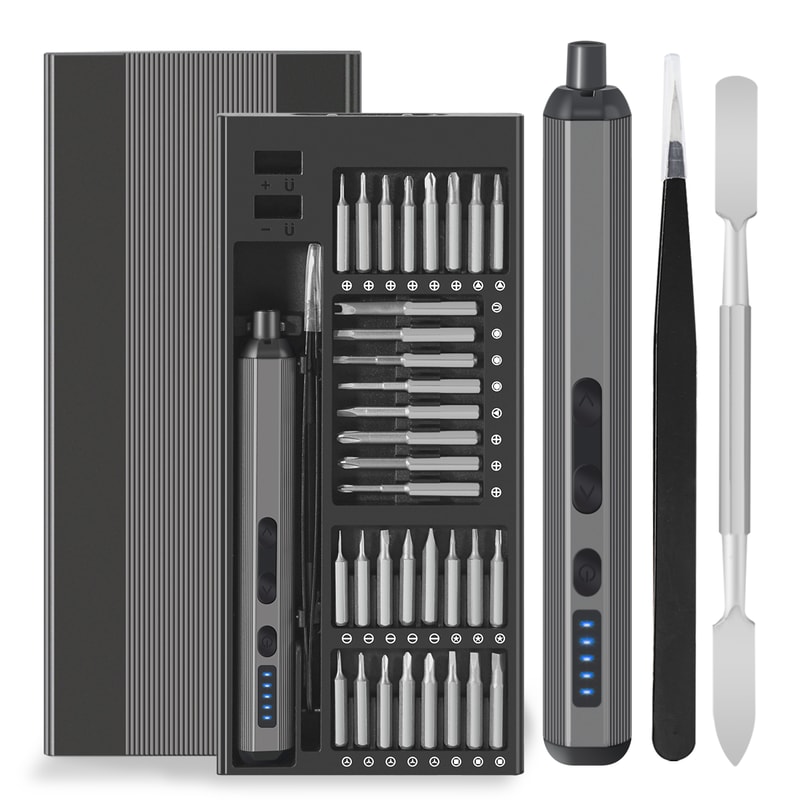 Electric Screwdriver Set With Torque Settings Cordless Precision Drill Bits LED Hand Tool Kit 7