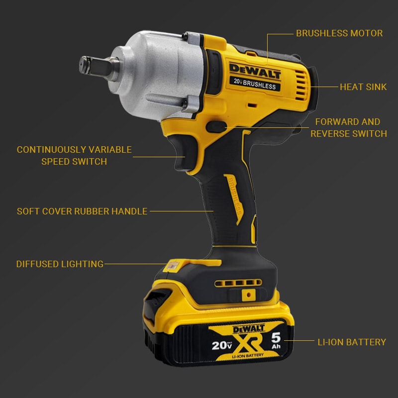 High Torque Brushless Impact Gun Wireless Impact Wrench Universal Battery Electric Tools 4