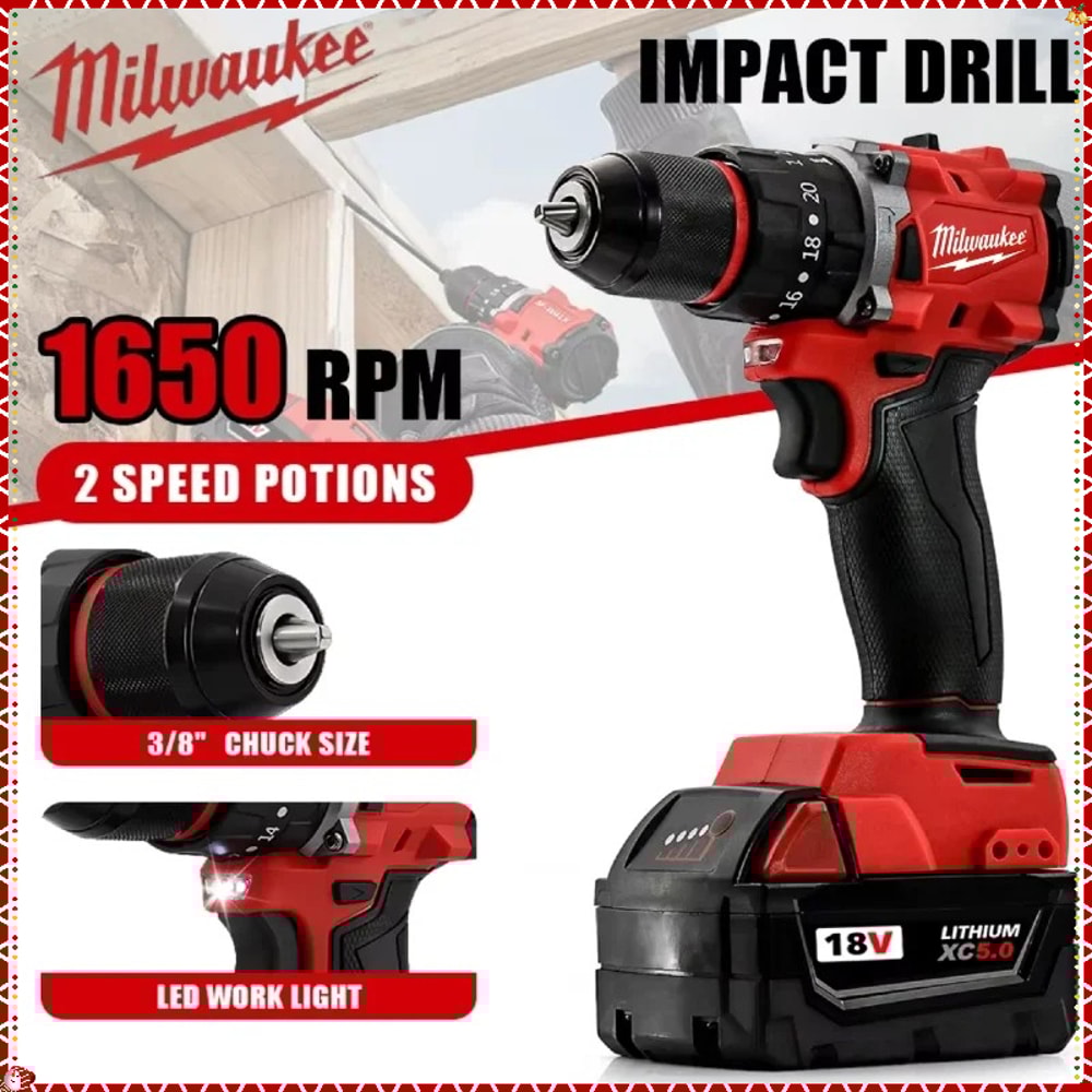 Multifunctional Power Tools, Cordless Electric Drill, Brushless Impact Drill for Efficient Drilling and Driving