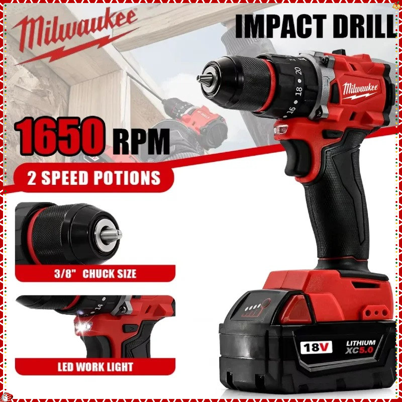 Multifunctional Power Tools, Cordless Electric Drill, Brushless Impact Drill for Efficient Drilling and Driving