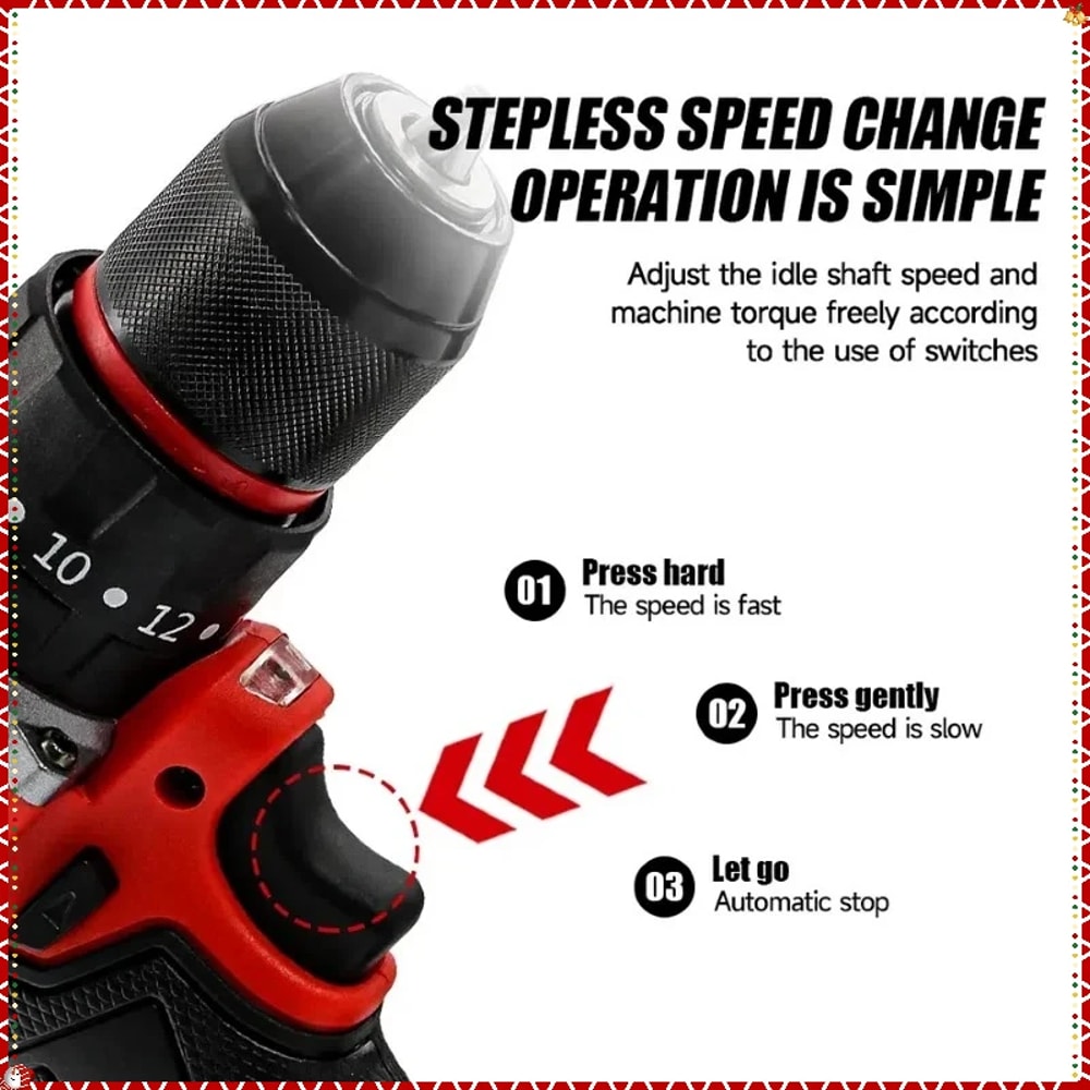 Multifunctional Power Tools, Cordless Electric Drill, Brushless Impact Drill for Efficient Drilling and Driving