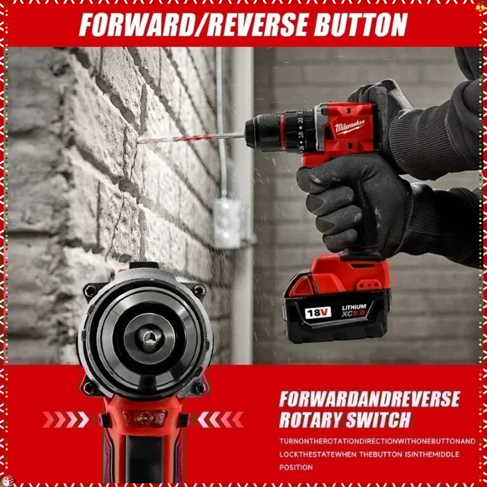 Multifunctional Power Tools, Cordless Electric Drill, Brushless Impact Drill for Efficient Drilling and Driving